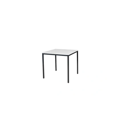 Afbeelding van Domino Basic bureautafel, vaste hoogte met 80x80cm krijtwit 25mm blad en zwart (RAL9005) 4 poot frame
