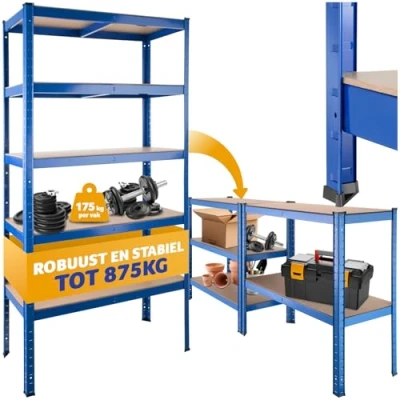 Afbeelding van tectake® opslagrek stellingkast garagekast opbergkast rek stelling 180,5 x 90,5 40,5 cm 875 kg