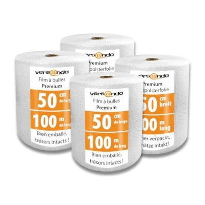 Afbeelding van versando 4 rollen hoogwaardige noppenfolie 100 m x 0,5 voor verzending en verhuizing
