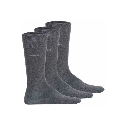 Afbeelding van HUGO BOSS heren Sokken met logo in 3 pack de kleur Grijs, maat: 39/42