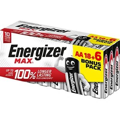 Image de Energizer Max, Pack de 18+6 Piles AA, Longue durée pour Un Usage Quotidien, sans sulfatation et Vie 10 Ans
