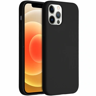 Afbeelding van Accezz Hoesje Geschikt voor iPhone 12 Pro / Siliconen Liquid Silicone Backcover Zwart