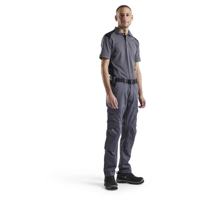 Afbeelding van Blaklader Industrie werkbroek stretch met kniezakken 1448 1832 Medium Grijs/Zwart C56