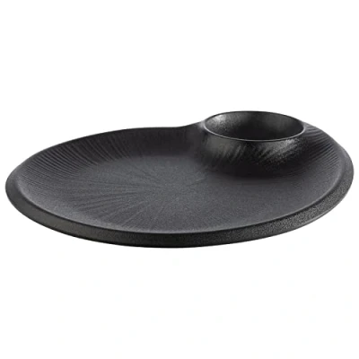 Afbeelding van APS 85075 Nero melamine bord met geïntegreerde sauskommen voor vele gerechten, 30 x 25 2,5 cm