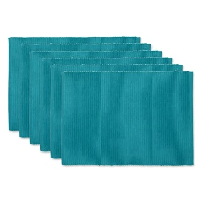 Afbeelding van DII Set van 6 geribbelde placemats, 100% katoen, stormblauw, 33 x 48 cm