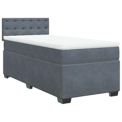 Afbeelding van vidaXL Boxspring met matras fluweel donkergrijs 90x190 cm