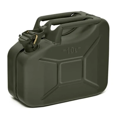 Afbeelding van BW© Metalen jerrycan voor brandstof, 10 liter, bronsgroen, RAL 6031 F9, TÜV getest en VN goedkeuring, Made in Europe