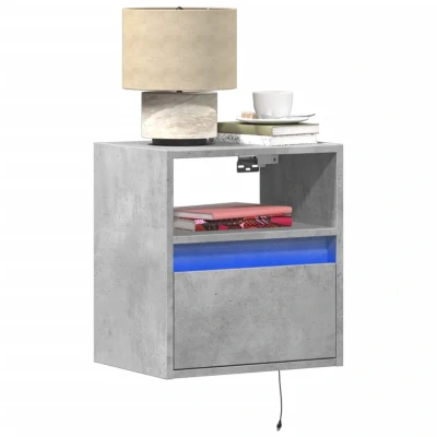 Afbeelding van Tv wandmeubels met LED verlichting 2 st 41x31x45 cm betongrijs