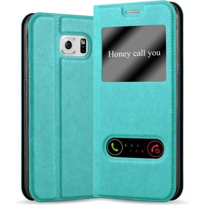 Afbeelding van Cadorabo Hoesje geschikt voor Samsung Galaxy NOTE 5 in MUNT TURKOOIS Beschermhoes met magnetische sluiting, standfunctie en 2 kijkvensters Book Case Cover Etui
