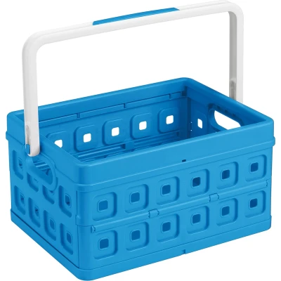 Afbeelding van Sunware Square Folda Vouwkrat Met Handgreep 24 Liter Blauw Opbergboxen &amp; Kratten