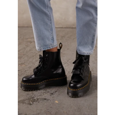 Afbeelding van Dr. Martens Platform boot Enkellaarsjes met plateauzool black, Dames, Maat: 40, Black Leer