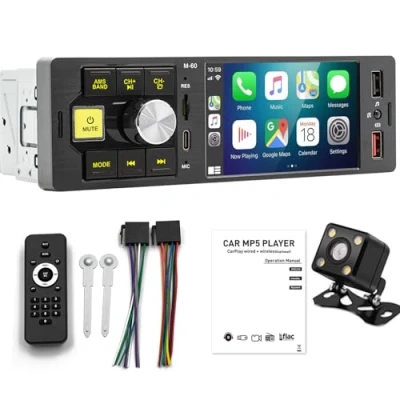 Afbeelding van WEPARTICULAR 1 x DIN autoradio multimediaspeler 4,1 inch touchscreen Bluetooth Mirror Link AUX Auto Stereo Head Unit met achteruitrijcamera