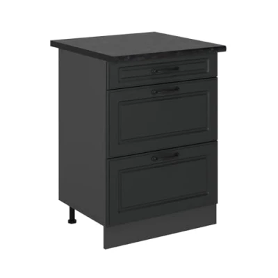 Afbeelding van Vicco Keukenonderkast R Line, Antraciet landhuis/Antraciet, 60 cm met laden, WB