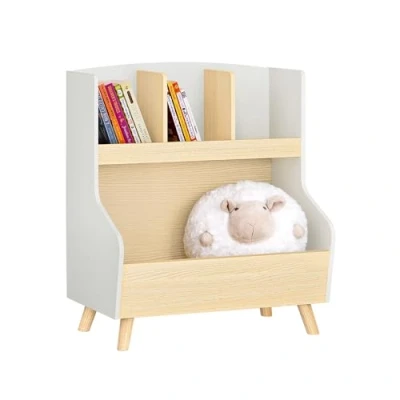 Afbeelding van SoBuy KMB105 HG Opbergrek voor kinderkamer, 60 x 68 37 cm, wit/groen