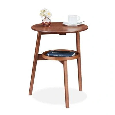 Afbeelding van Relaxdays bijzettafel met opbergruimte 60 cm hoog woonkamer bamboe