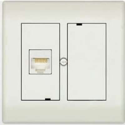 Afbeelding van RJ45 wandcontactdoos UTP Technetix (1 x RJ45, Cat5e, Cat6 en Cat6a, Modulair, Inbouw/Opbouw)