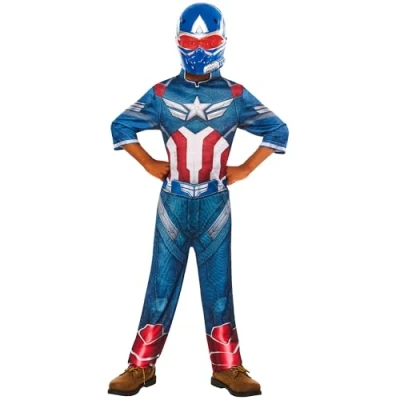 Afbeelding van Rubies Captain America Kostuum Jongen Rood / Wit Blauw Maat 116 Carnavalskleding Verkleedkleding
