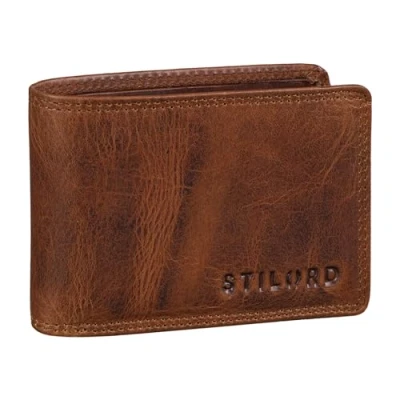 Afbeelding van STILORD &#039;Jay&#039; Vintage mini Portemonnee van RFID leer voor heren met veel kaartvakken en NFC bescherming in geschenkdoos, Kara Cognac,