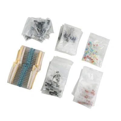 Afbeelding van 1390 stuks elektronische componenten 30 weerstanden 10Ω 1 m, 5 led kleuren, elektrolytische condensatoren, keramische diodes, transistors