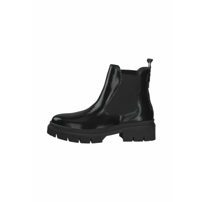 Afbeelding van Tamaris Enkellaarsjes met plateauzool, Dames, Maat: 41, Black patent Leer