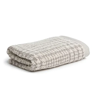 Afbeelding van MÖVE Brooklyn handdoek Glencheck 50 x 100 cm, Made in Germany, 85% katoen, 10% viscose van bamboevlees, 5% linnen, natuur/zwart (zwart)