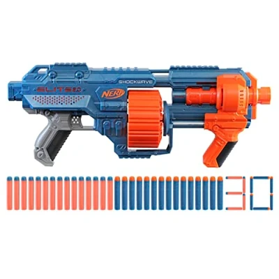 Afbeelding van Nerf Elite 2.0 Shockwave RD 15 Blaster 30 dartpijlen, draaitrommel, darts met pompactie uitbreidingsopties, fruitvrije verpakking