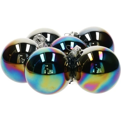 Afbeelding van Kerstbal glas d8 cm zwart iris 6st kerst Decoris