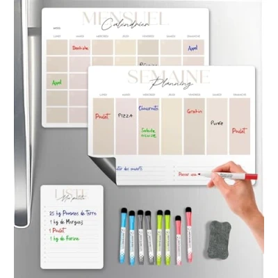 Afbeelding van SKYCROO ® magnetische koelkastkalender x 3 + accessoires weekplanner maandplanner memo magneetbord gezinsorganizer whiteboards