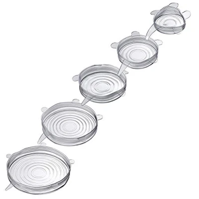 Afbeelding van Westmark set van 5 silicone vershouddeksels transparant ø 6.5; 9.5; 14.5; 16.5 &amp; 20.5cm