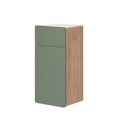 Afbeelding van Vicco IzanHalfhoge kast 36.6 x 76.6 cm met lade en deur Goldkraft eik/groen