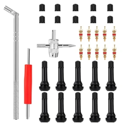 Afbeelding van Lot de 43 extracteurs valve pneu avec insert TR 414, outil retrait tige pneu, pour réparation voiture et moto