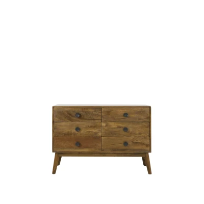 Afbeelding van Espita kast 6 laden 114x40x80 cm hout olie bruin