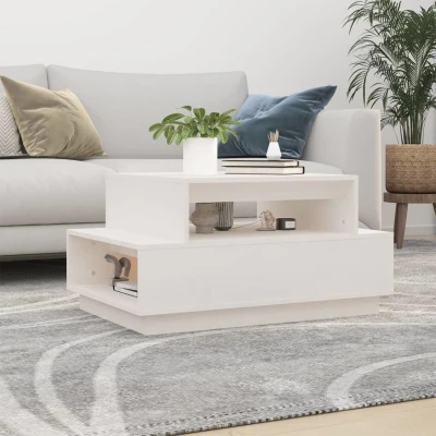 Afbeelding van Salontafel 80x55x40,5 cm massief grenenhout wit