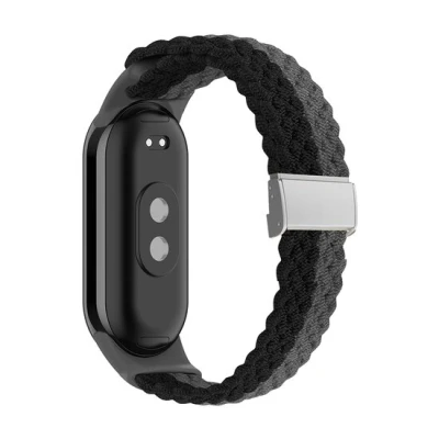 Afbeelding van Braided nylon bandje Zwart met grijs Xiaomi Smart band 8