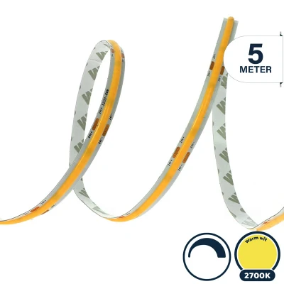 Afbeelding van Led strip 5 meter warm wit COB 24v Losse Afknipbaar met 3M plakstrip