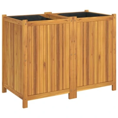 Afbeelding van Plantenbak met voering 100x50x75 cm massief acaciahout