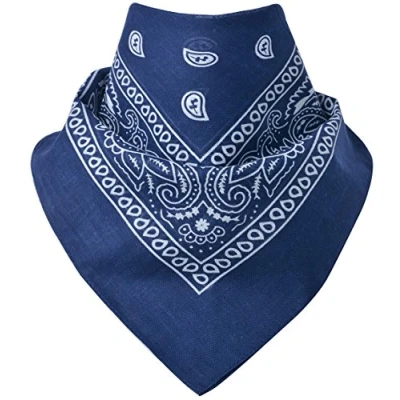 Afbeelding van Miobo Bandana, hoofddoek voor hoofd en hals, 100% katoen, eenheidsmaat 55 x cm, Donkerblauwe paisley, paisley
