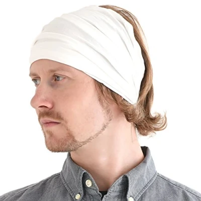 Afbeelding van Japanse Bandana Haarband voor Mannen en Vrouwen Comfy Lichtgewicht Elastische Head Bands perfect Fitness Sport Voetbal Tennis Joggen, Wit, one size