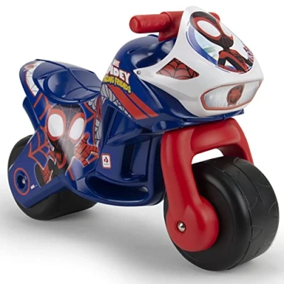 Afbeelding van INJUSA Motorfiets Twin Dessert Spidey, kinderen + 18 maanden, permanente decoratie, grote wielen van kunststof, draaggreep, ergonomisch design, kleur blauw