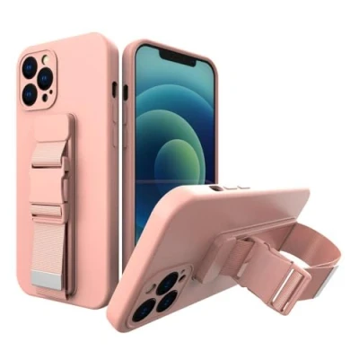 Afbeelding van Touwhoes gelhoes met sleutelkoord ketting handtas Samsung Galaxy S21 Ultra 5G roze