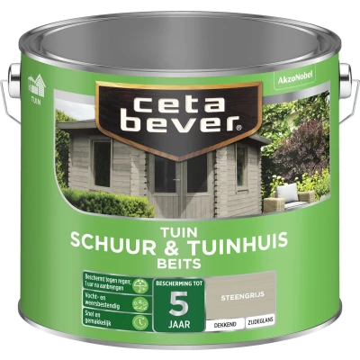 Afbeelding van Ceta Bever Dekkend Tuinbeits Schuur &amp; Tuinhuis Steengrijs Blanke lak Beits