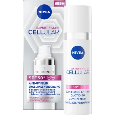 Afbeelding van NIVEA Cellular Expert Filler Hyaluronzuur Serum Gezicht SPF50+ Daily UV Fluid Gezichtsserum met Hyaluron 30ml