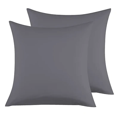 Afbeelding van Kussensloop, 100% katoen, 65 x cm, 2 stuks, rechthoekig, Puro jersey, 120 g/m², kussensloop duurzaam en hypoallergeen, donkergrijs