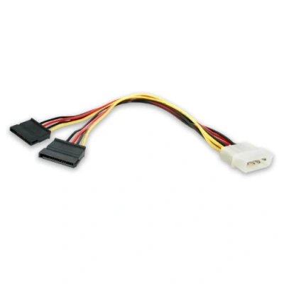 Afbeelding van StarTech.com LP4 naar 2x SATA Y stroomkabel adapter Molex Dual (PYO2LP4SATA) 30,5 cm