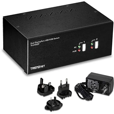Image de TRENDnet TK 240DP Commutateur écran clavier souris/audio/USB 2 x KVM / audio USB 1 utilisateur local de bureau