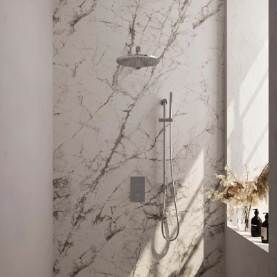 Afbeelding van Brauer Glad 30cm Rechte wandarm Staaf handdouche Met glijstang Chroom