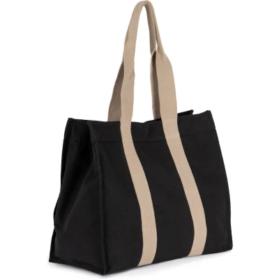 Afbeelding van Kimood Grote, gerecyclede shopper met plooi KI5201 Black Night / Hemp