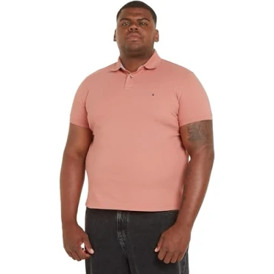 Image de Tommy Hilfiger Polo à manches courtes pour homme 1985 Coupe droite, Rose (Teaberry Blossom), XS