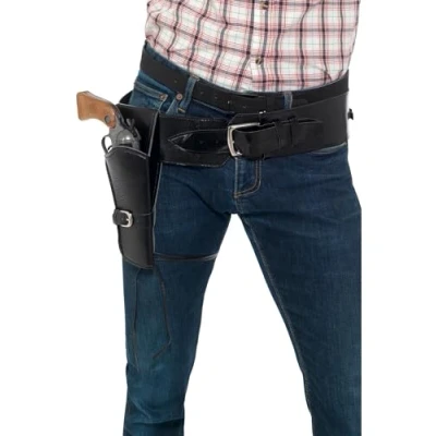 Afbeelding van Smiffys Adult Faux Leather Single Holster With Belt Kostuum Accessoire Zwart