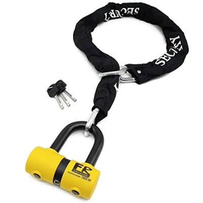 Afbeelding van FR SECURITE FR50+10.120L Motorfiets anti diefstal ketting Mini U slot goedgekeurd SRA Beveiligingsbescherming scooter Fiets Multifunctionele stalen ring lus 120cm